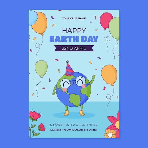 Free vector hand drawn vertical poster template for earth day celebration