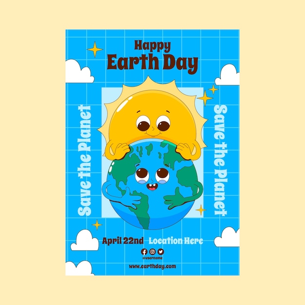 Free vector hand drawn vertical poster template for earth day celebration