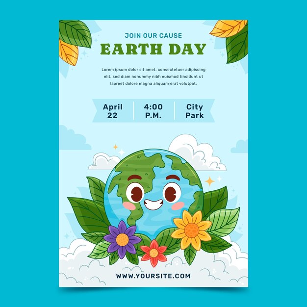 Hand drawn vertical poster template for earth day celebration