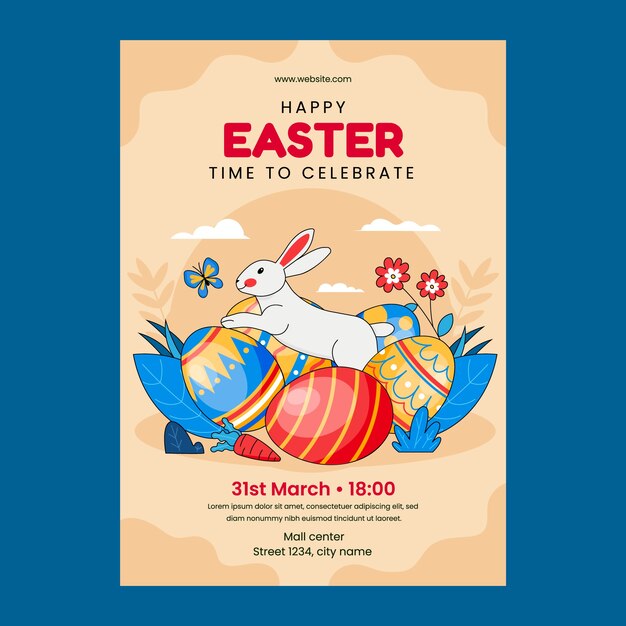 Hand drawn vertical poster template for easter holiday