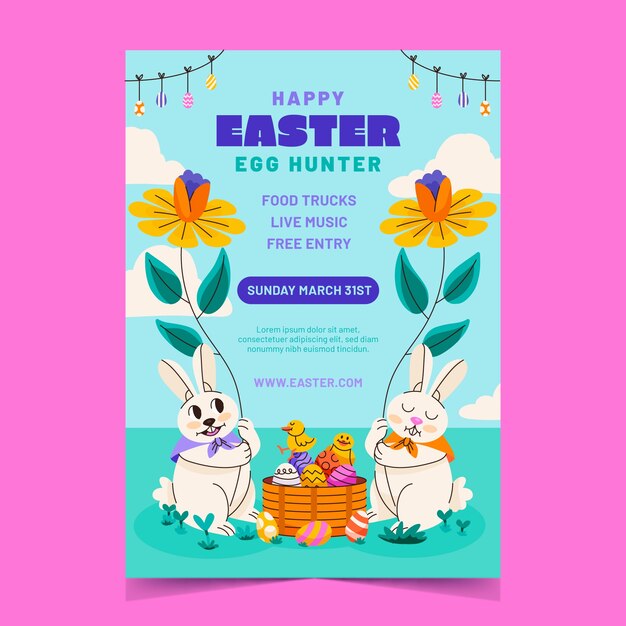 Hand drawn vertical poster template for easter holiday