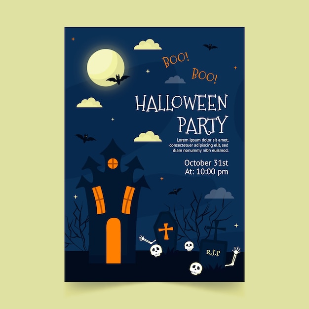 Free vector hand drawn vertical poster template for halloween celebration