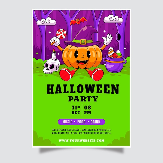 Free vector hand drawn vertical poster template for halloween celebration