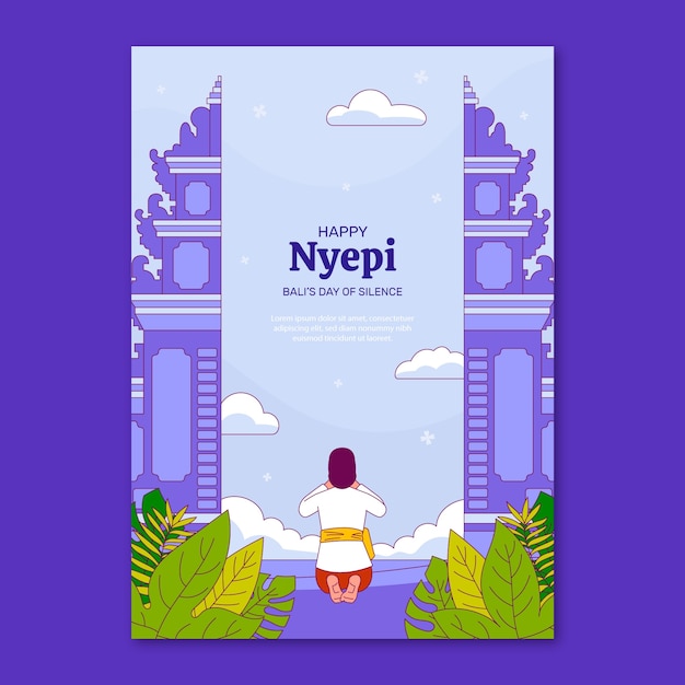 인도네시아의 네이피 축제를 위한 수직 포스터 템플릿.