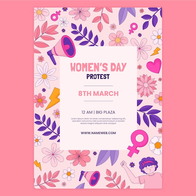 Free vector hand drawn vertical poster template for international women's day celebration