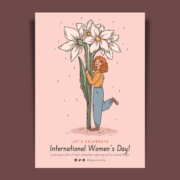 Free vector hand drawn vertical poster template for international women's day