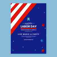 Free vector hand drawn vertical poster template for labor day celebration