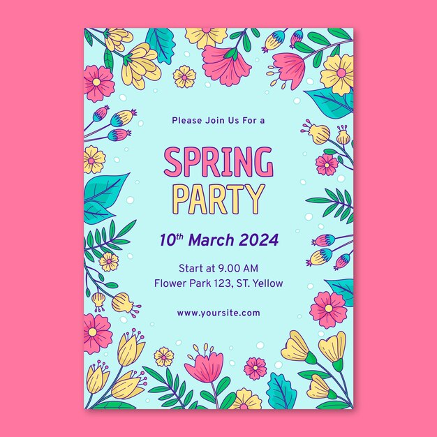 Hand drawn vertical poster template for springtime season