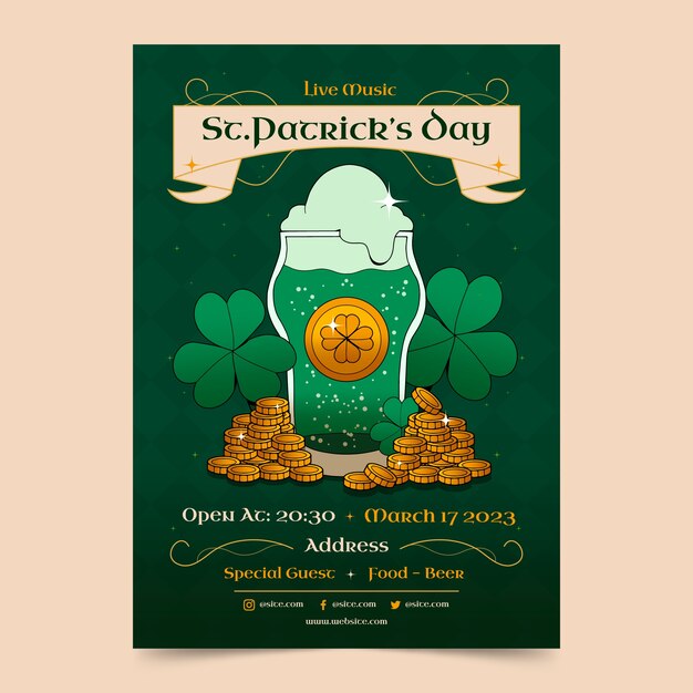 Hand drawn vertical poster template for st  patrick's day celebration