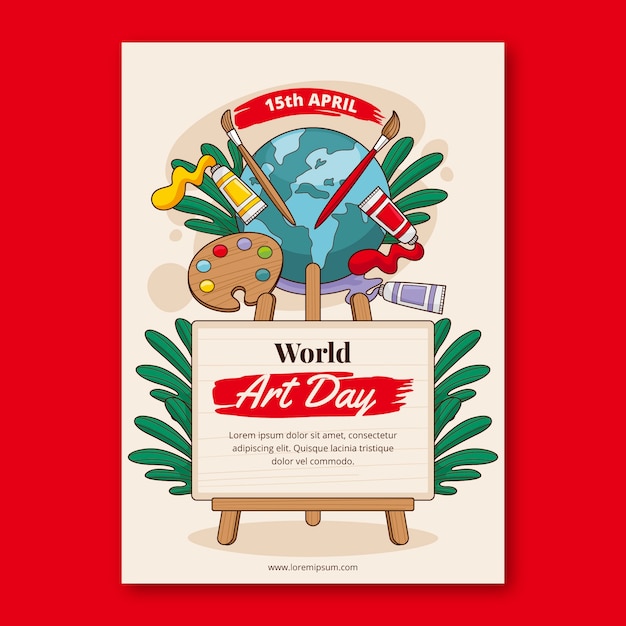 Free vector hand drawn vertical poster template for world art day