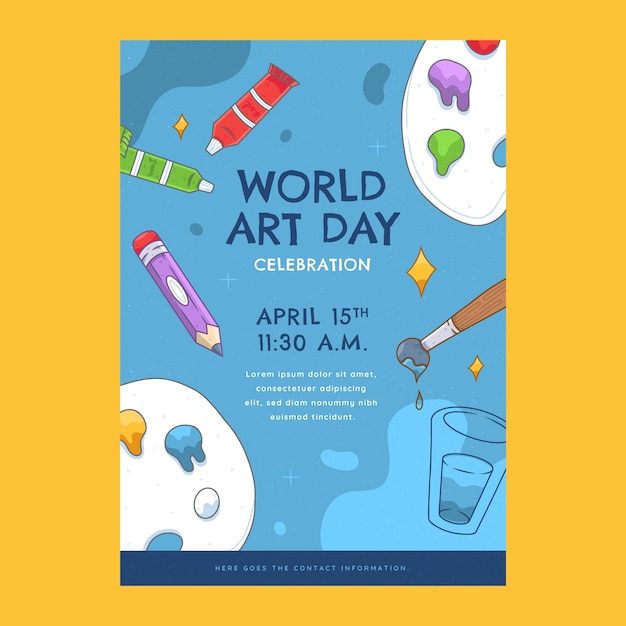 Hand drawn vertical poster template for world art day
