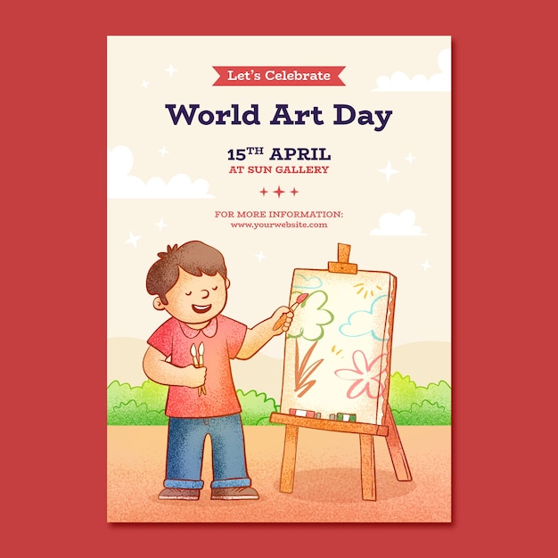 Hand drawn vertical poster template for world art day