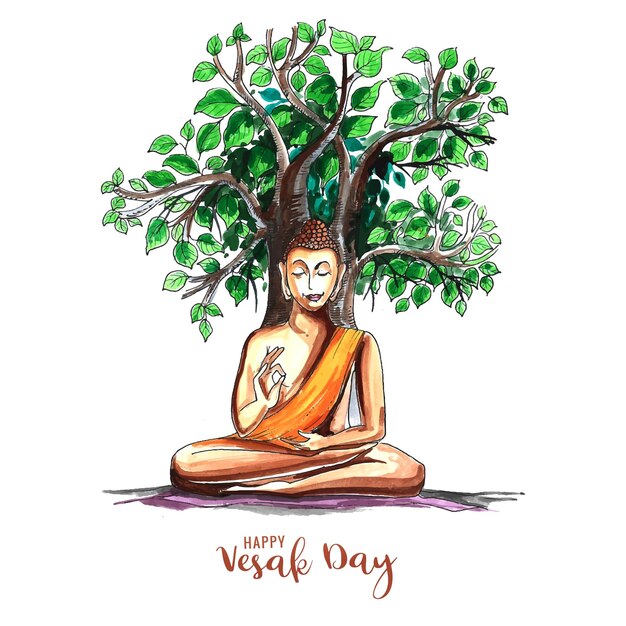 Hand drawn vesak day card background