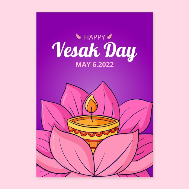 Free vector hand drawn vesak day greeting card template
