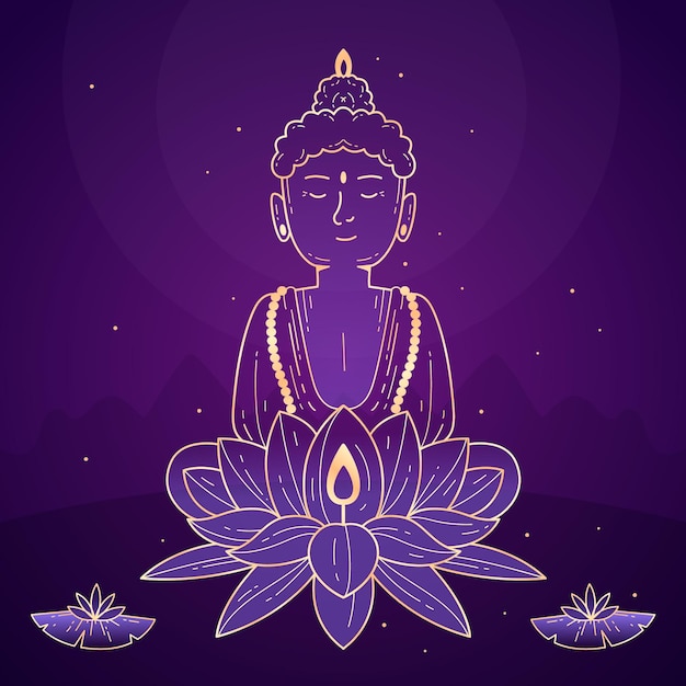 Vettore gratuito illustrazione disegnata a mano di giorno di vesak