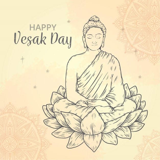 Free Vector hand drawn vesak day illustration