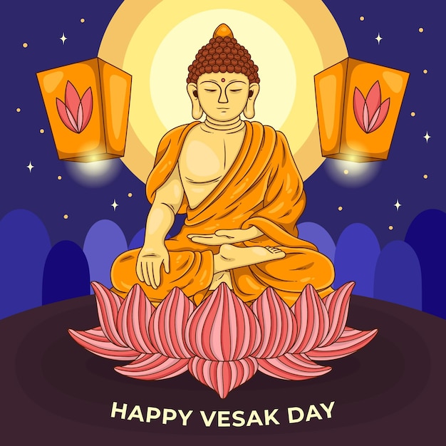 손으로 그린 vesak 하루 그림