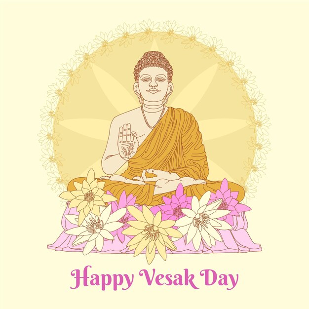 Hand drawn vesak day illustration