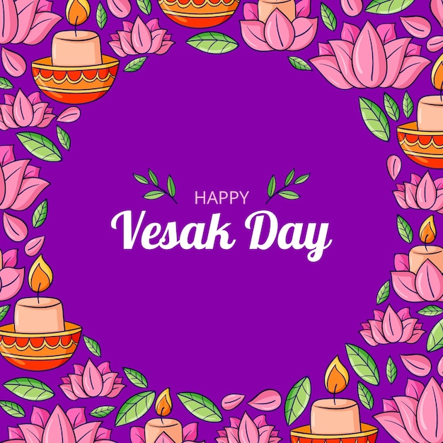 Hand drawn vesak day illustration