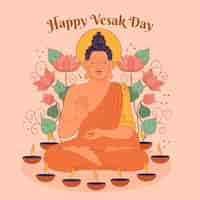 Vettore gratuito illustrazione disegnata a mano del giorno di vesak