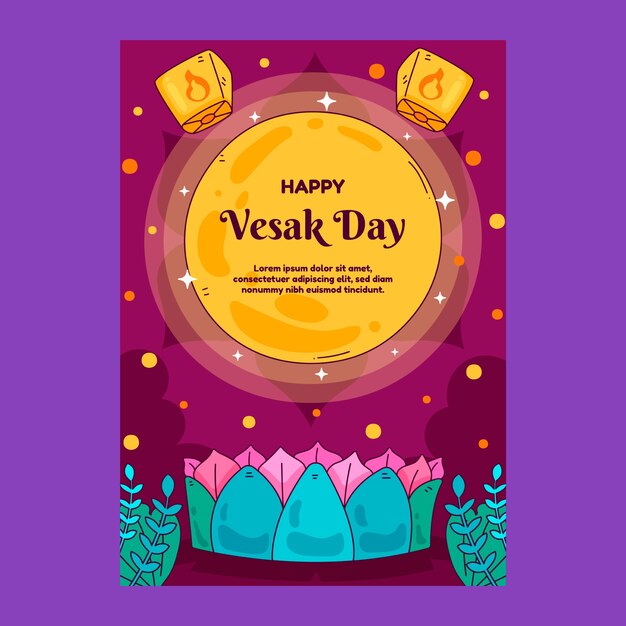 Free vector hand drawn vesak greeting card template