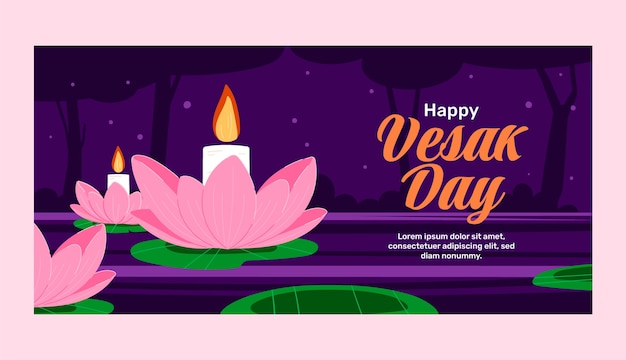 Hand drawn vesak horizontal banner template