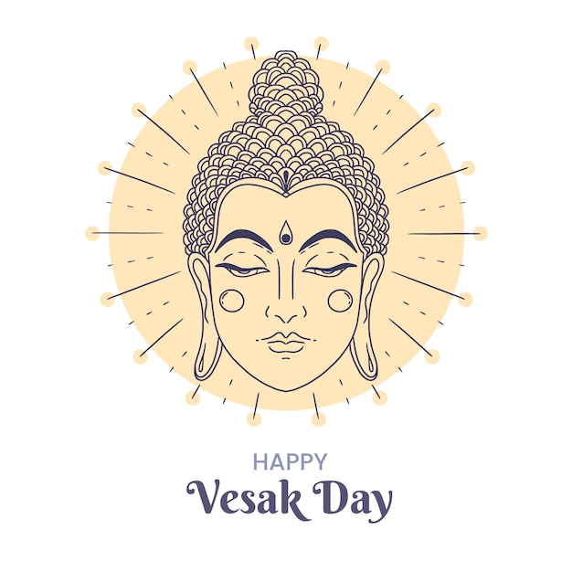 무료 벡터 손으로 그린 vesak 그림