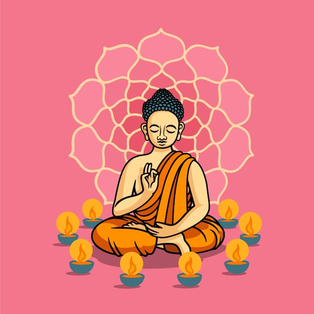 Vettore gratuito illustrazione di vesak disegnata a mano