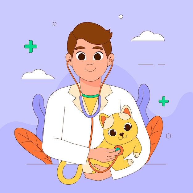 Free vector hand drawn vet cartoon illustration