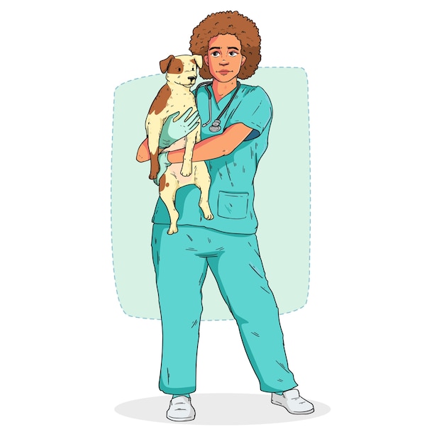 Free vector hand drawn vet cartoon illustration