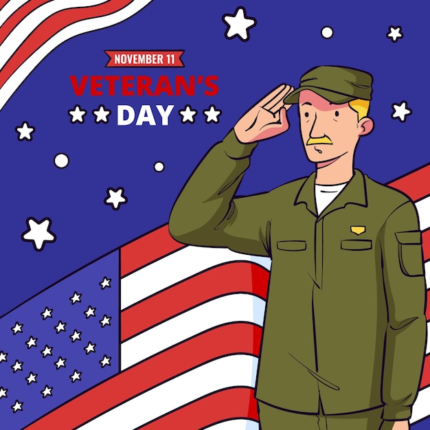 Hand drawn veteran’s day background free vector, download for vector, free to download, free illustration, download free vector