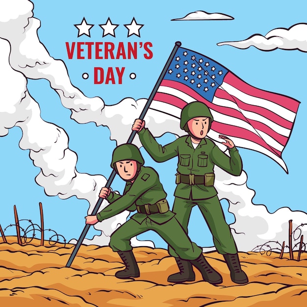 Free vector hand drawn veteran's day background