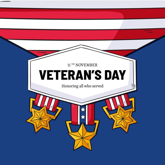 hand drawn veterans day illustration