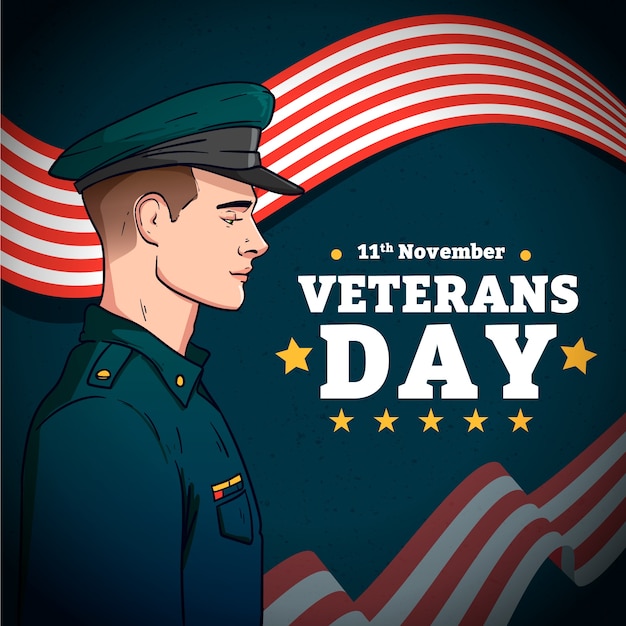 Hand drawn veterans day illustration