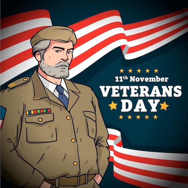 Hand drawn veterans day illustration