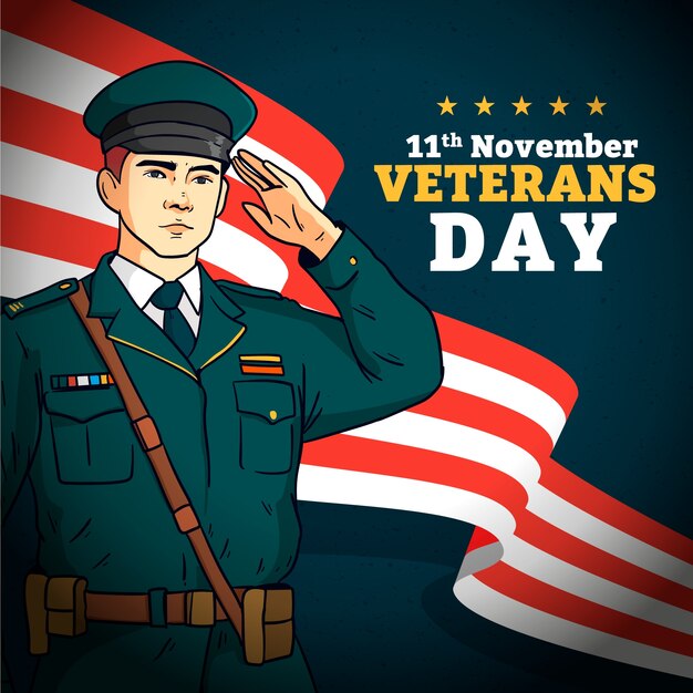 Нарисованная рукой иллюстрация дня ветеранов