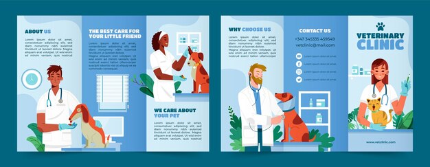 Free vector hand drawn veterinary clinic brochure