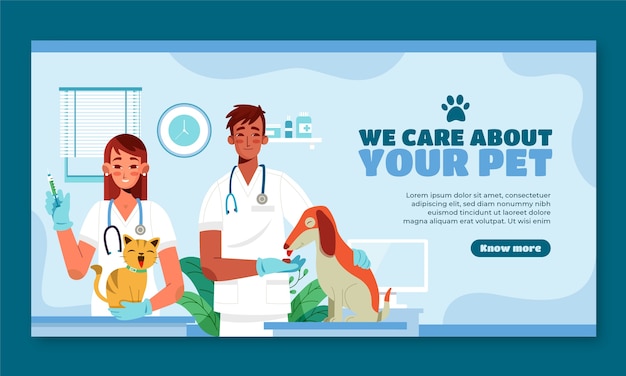 Free vector hand drawn veterinary clinic facebook template