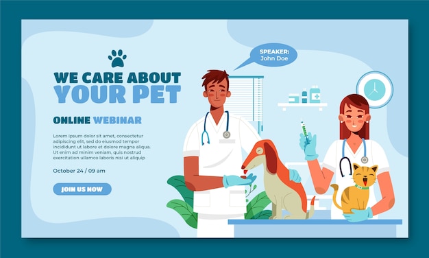 Vettore gratuito webinar della clinica veterinaria disegnato a mano