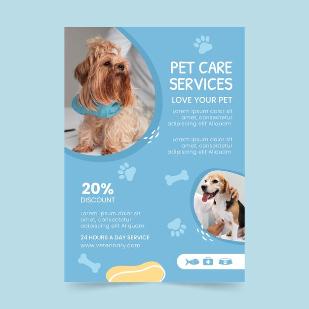Hand drawn veterinary services poster