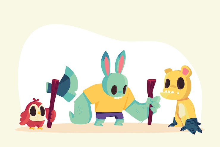 Free Vector hand drawn video game characters element collection