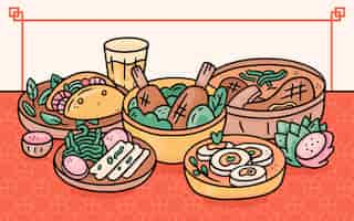 Free vector hand drawn vietnamese food illustration