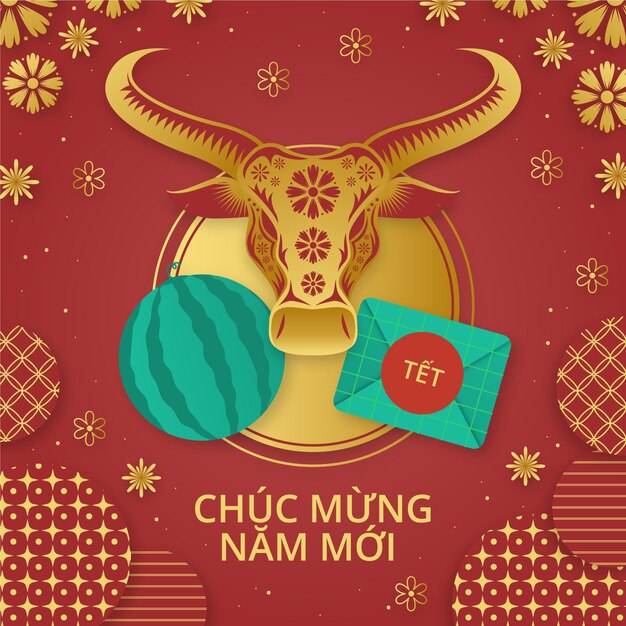 Hand drawn vietnamese new year