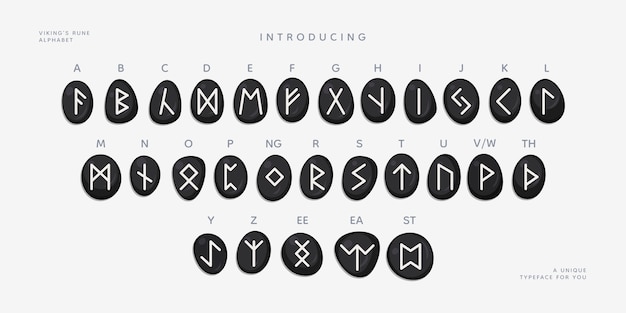 Vettore gratuito alfabeto delle rune vichinghe disegnate a mano