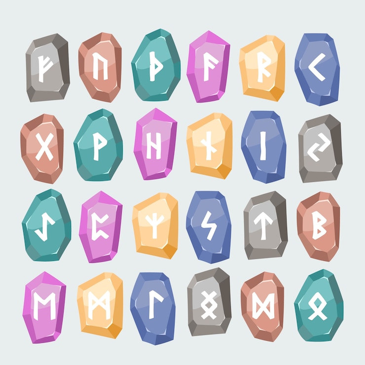 Free Vector hand drawn viking runes alphabet