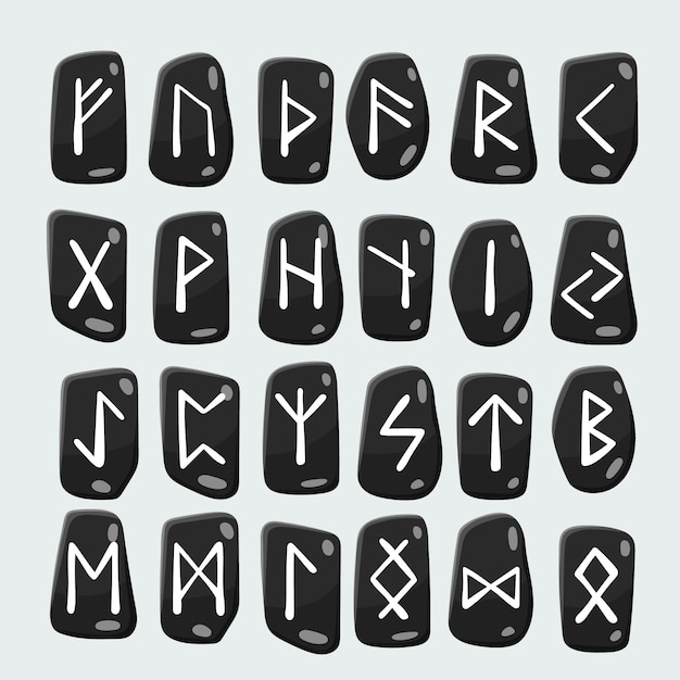 Free vector hand drawn viking runes alphabet