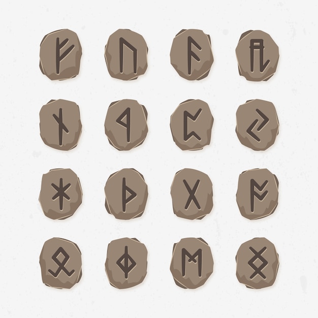 Free vector hand drawn viking runes alphabet