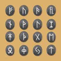 Бесплатное векторное изображение Ручной обращается алфавит рун викингов