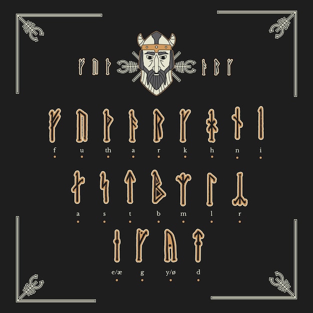 Free vector hand drawn viking runes font