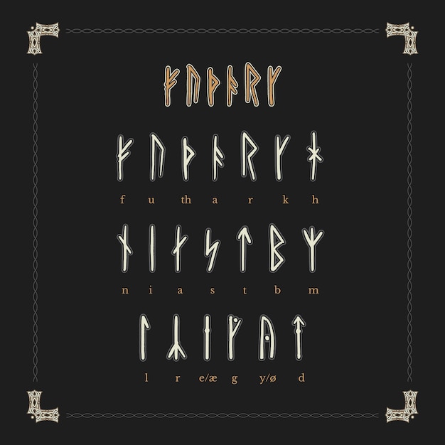 Free vector hand drawn viking runes font